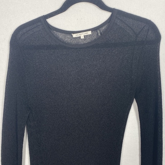 Helmut Lang Black Sheer Long Sleeve Blouse size medium - Picture 2 of 13